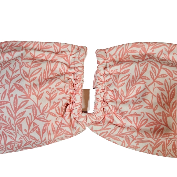 Onia Genevieve Bikini Top, White/Pink Micro Leaves, Small - Picture 7 of 16